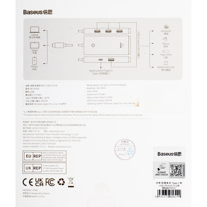 USB-C Hub Baseus Lite, 4 x USB-A 3.2, 2m, Bijeli