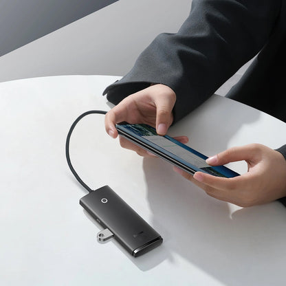USB-C Hub Baseus Lite, 4 x USB-A 3.0 - 1 x USB-C, 0,25 m, crni WKQX030301