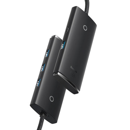USB-C Hub Baseus Lite, 4 x USB-A 3.0 - 1 x USB-C, 0,25 m, crni WKQX030301