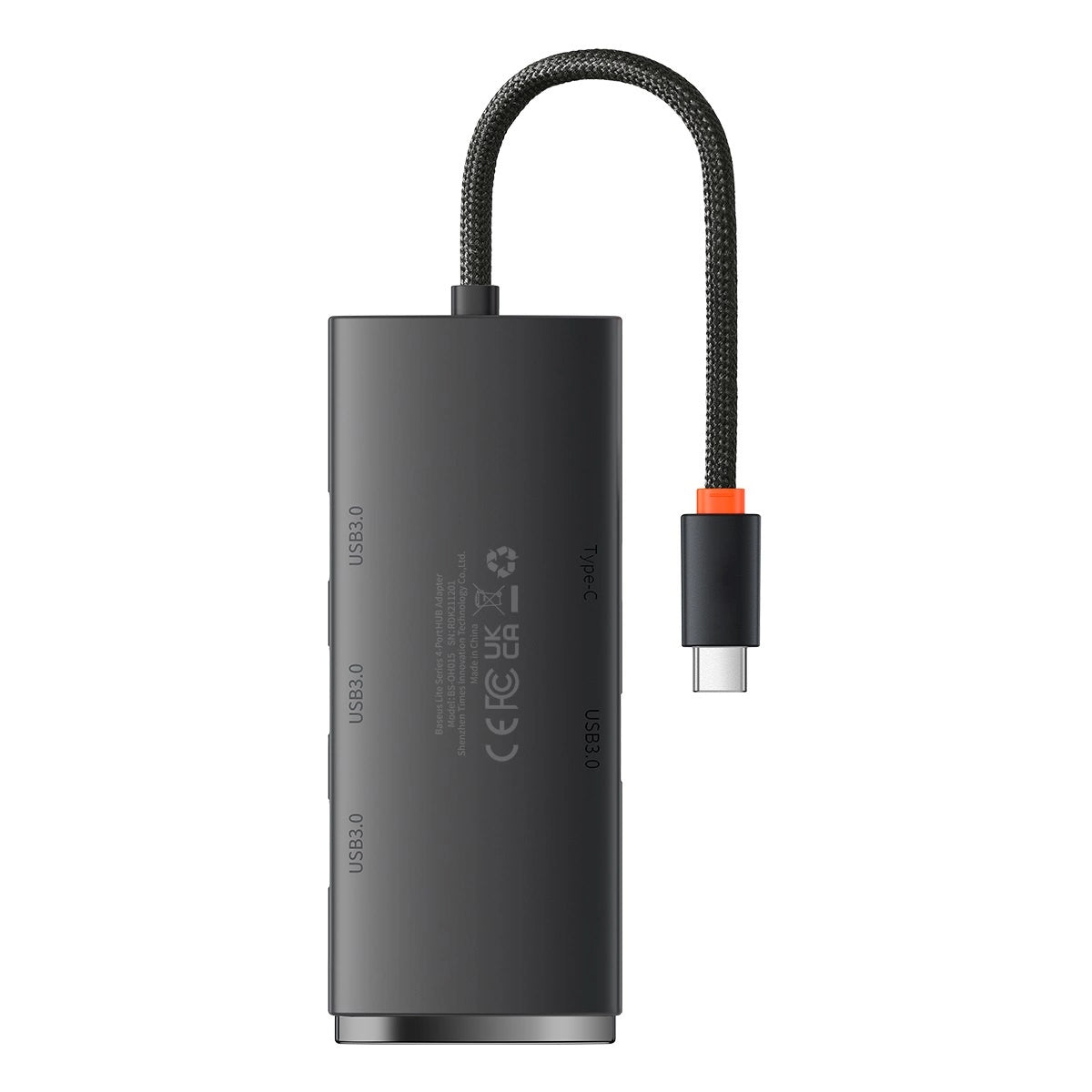 USB-C Hub Baseus Lite, 4 x USB-A 3.0 - 1 x USB-C, 0,25 m, crni WKQX030301