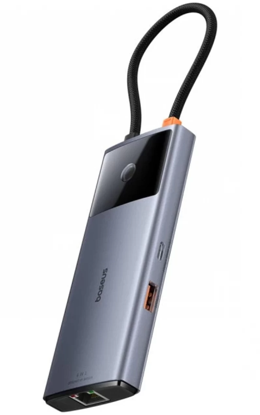 Hub USB-C Baseus Metal Gleam II, 2 x USB-A - 2 x USB-C - 1 x HDMI - 1 x RJ45, Siva B00061802813-00