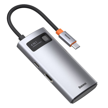 Hub USB-C Baseus Metal Gleam, 2 x USB-A - 1 x USB-C - 1 x HDMI, Sivi Ponovno zapečaćen CAHUB-CY0G