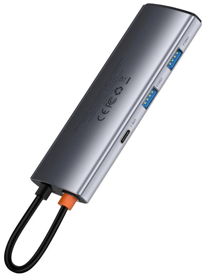 Hub USB-C Baseus Metal Gleam, 2 x USB-A 3.0 - 2 x USB-C - 1 x HDMI - 1 x SD - 1 x microSD, Sivi WKWG020113