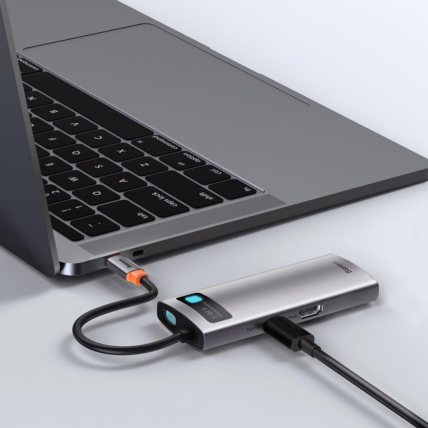 USB-C Hub Baseus Metal Gleam, 3 x USB-A - 1 x USB-C - 1 x HDMI, Sivi WKWG020013