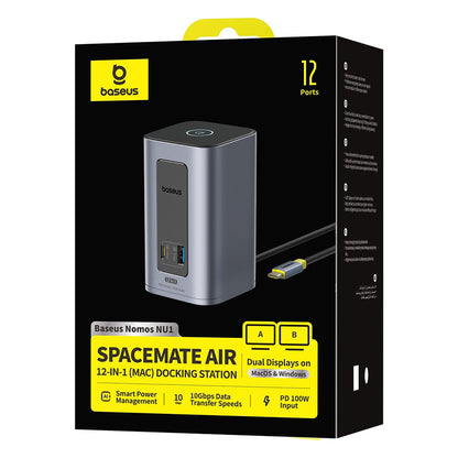 Višenamjenski hub Baseus Nomos NU1 Air Spacemate, 12in1, Sivi B0114400