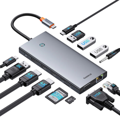 Hub USB-C Baseus PortalJoy, 13in1, Siva B00053002811-01