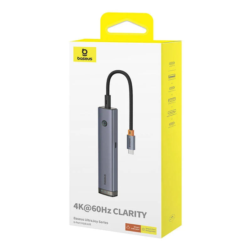 Hub USB-C Baseus UltraJoy, 2 x USB-A 3.0 - 1 x USB-A - 2 x USB-C - 1 x HDMI, Sivi B00052802811-02