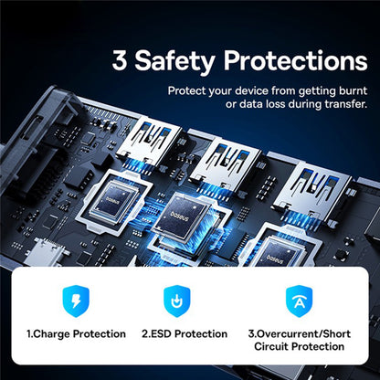 Hub USB-C Baseus UltraJoy, 4 x USB-A 3.0 - 1 x USB-C - 1 x HDMI - 1 x VGA, Sivi B00052803811-01