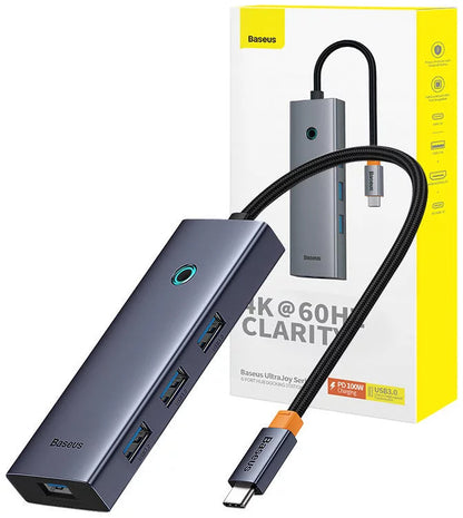 Hub USB-C Baseus UltraJoy, 4 x USB-A 3.0 - 1 x USB-C - 1 x HDMI, Sivi B00052807813-01