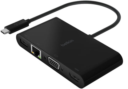 Hub USB-C Belkin Connect, 1 x USB-A 3.0 - 1 x USB-C - 1 x HDMI - 1 x VGA - 1 x RJ45, Crna AVC004btBK