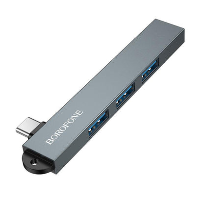 Hub USB-C Borofone FH1A, 4u1, Siva