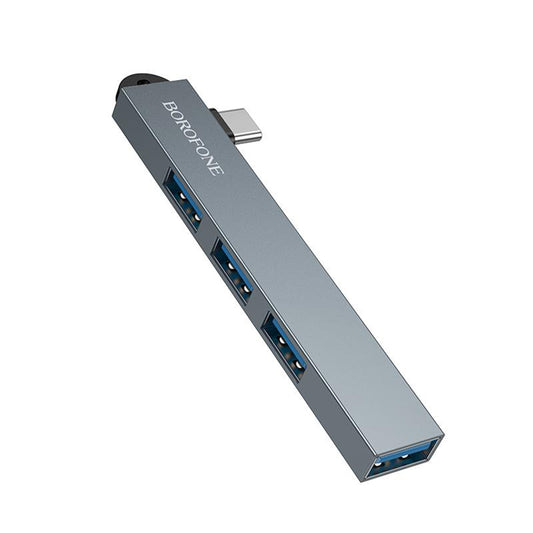 Hub USB-C Borofone FH1A, 4u1, Siva