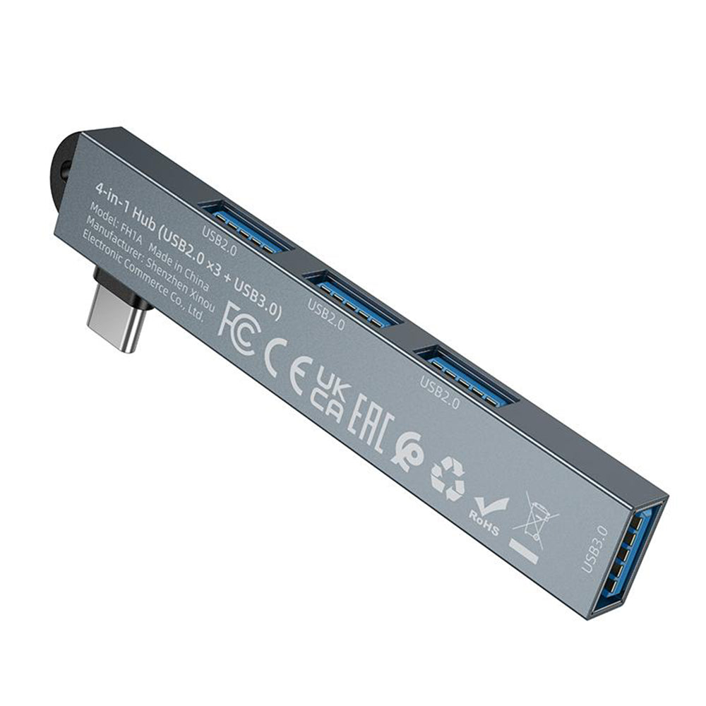 Hub USB-C Borofone FH1A, 4u1, Siva