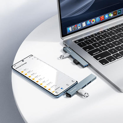 Hub USB-C Borofone FH1A, 4u1, Siva