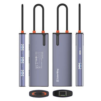 Hub USB-C ColorWay CW-HUB03, 6u1, Srebrni