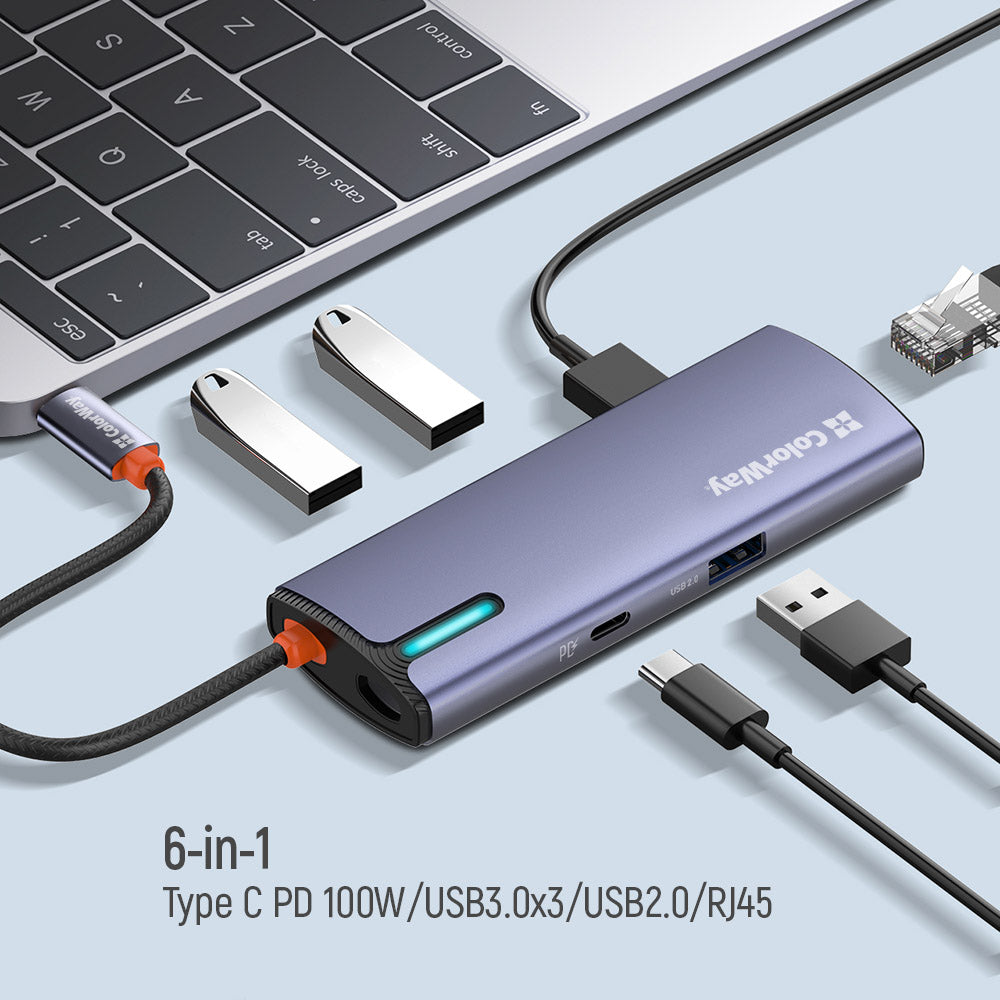 Hub USB-C ColorWay CW-HUB03, 6u1, Srebrni