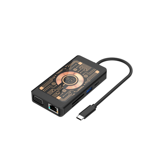 USB-C hub s bežičnim punjenjem QI Qualo QTPB5-HUB-18, 9u1, sivi
