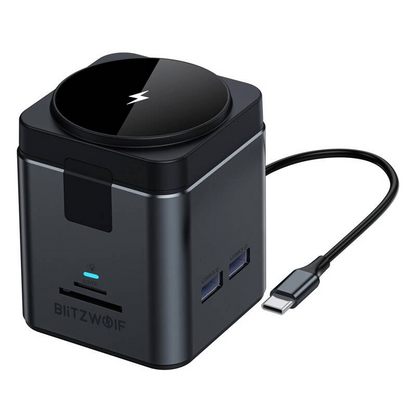USB-C Hub s Bežičnim Punjenjem QI BlitzWolf BW-TH17, 9u1, Crna