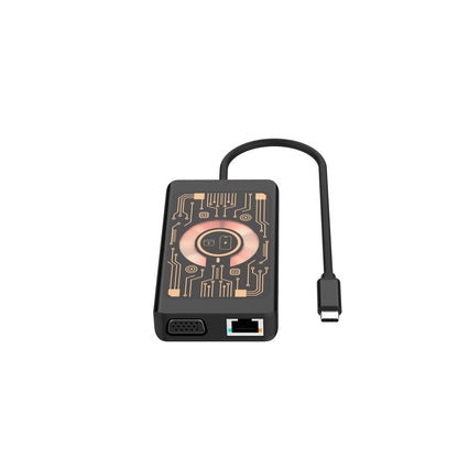 USB-C hub s bežičnim punjenjem QI Qualo QTPB5-HUB-18, 9u1, sivi
