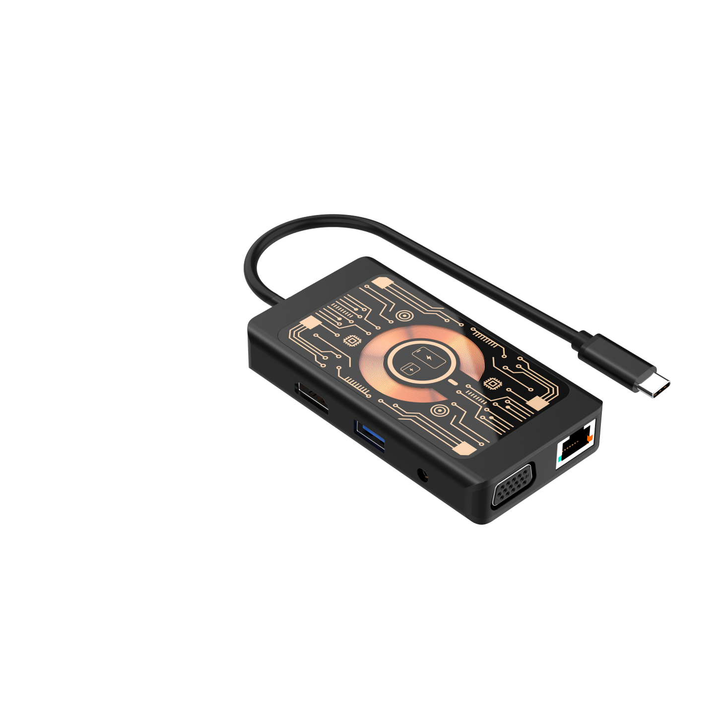 USB-C hub s bežičnim punjenjem QI Qualo QTPB5-HUB-18, 9u1, sivi