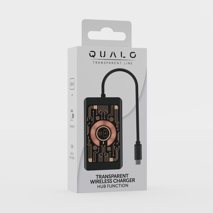 USB-C hub s bežičnim punjenjem QI Qualo QTPB5-HUB-18, 9u1, sivi