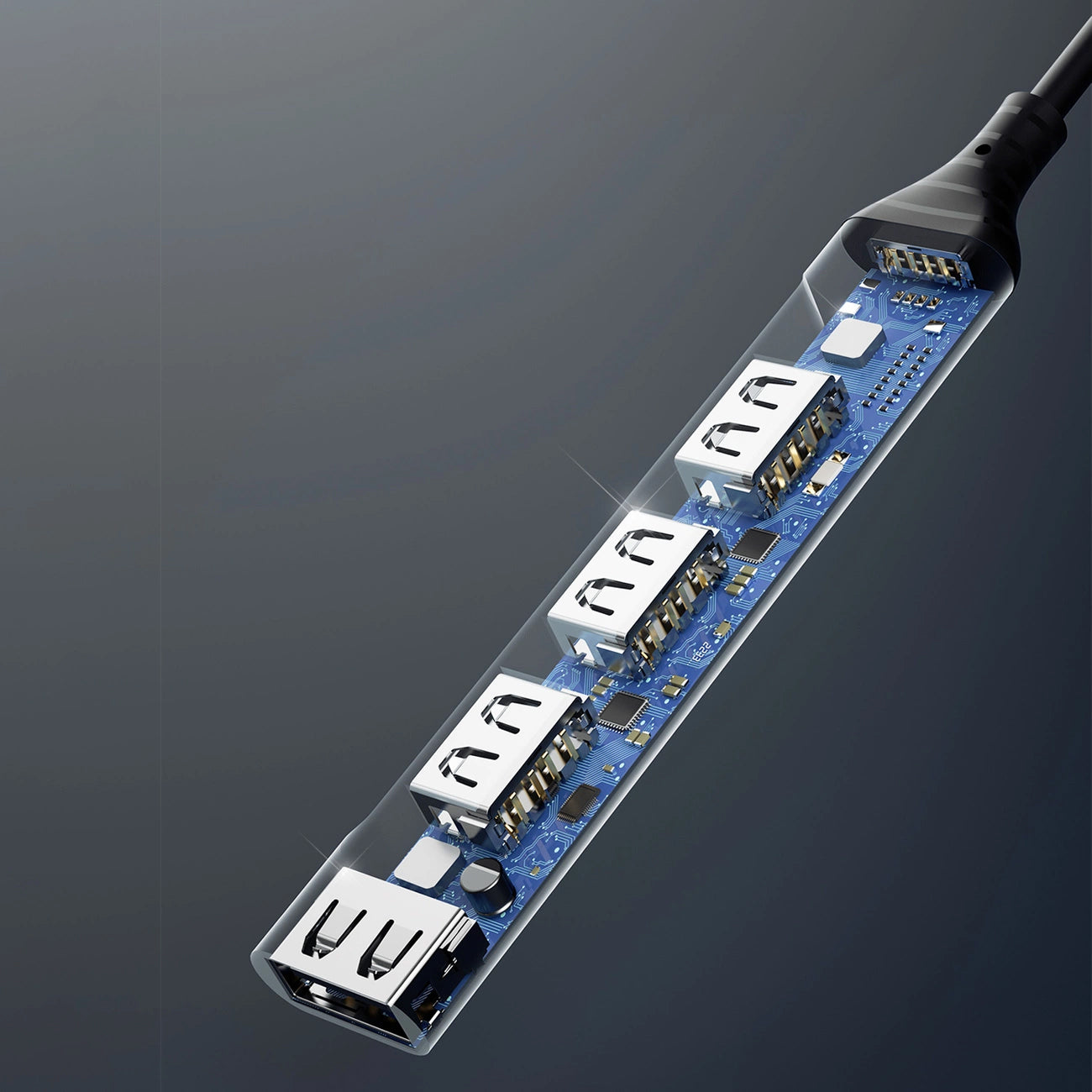 Hub USB-C Dudao A16T, 1 x USB-A 3.0 - 3 x USB-A, Crni