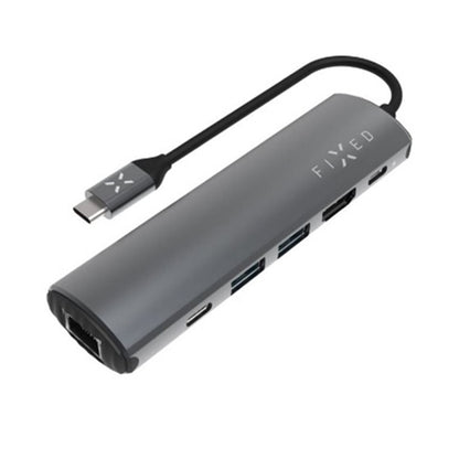 Hub USB-C Fixed Pro, 6u1, Sivi