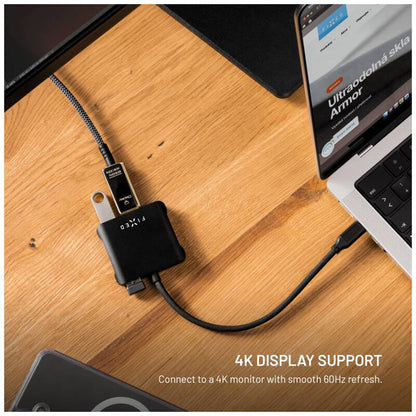 Hub USB-C Fixed Quadri, 5u1, Crni