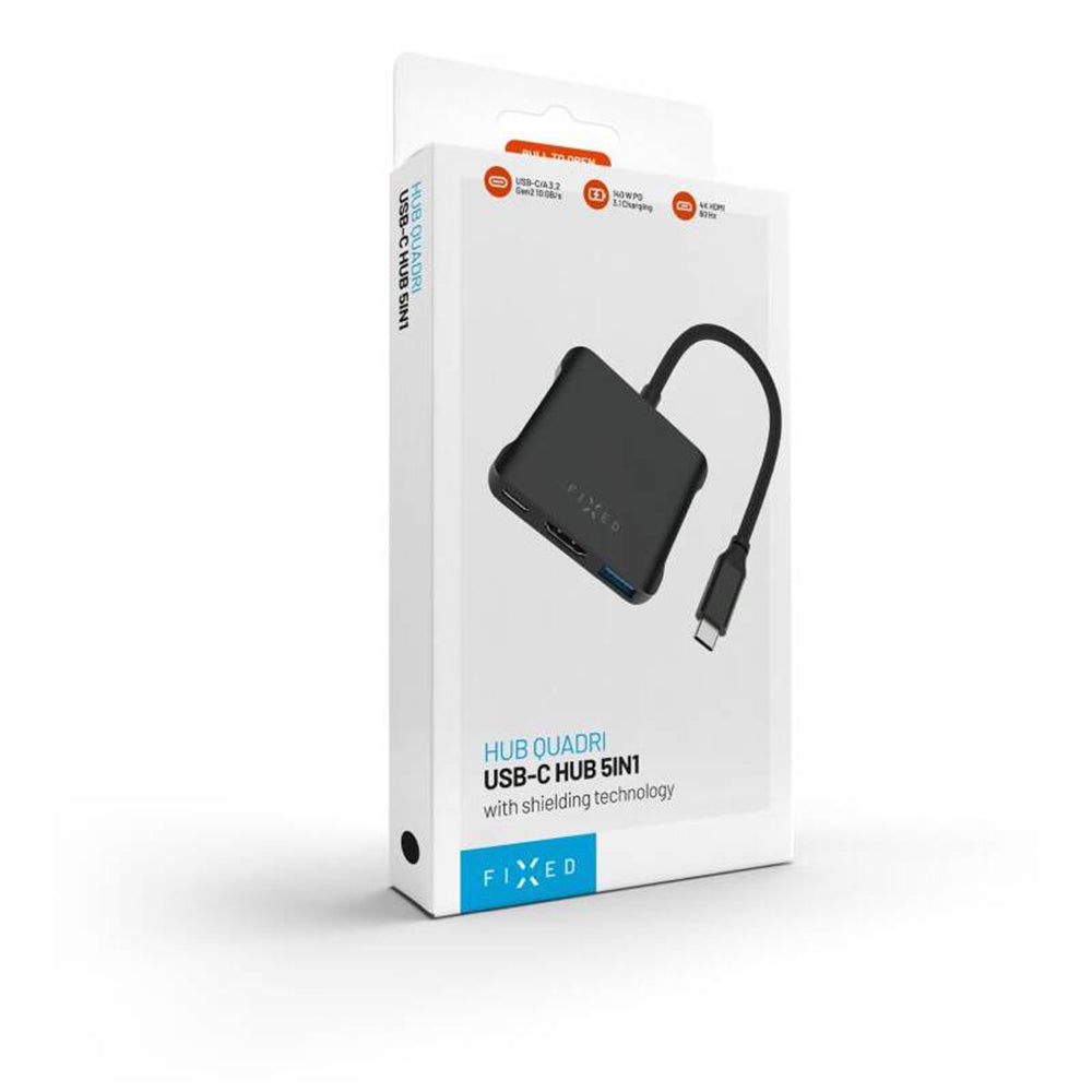 Hub USB-C Fixed Quadri, 5u1, Crni
