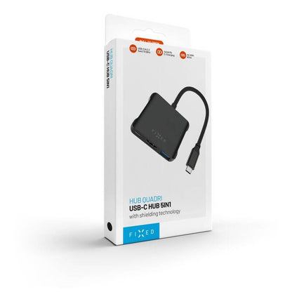 Hub USB-C Fixed Quadri, 5u1, Crni