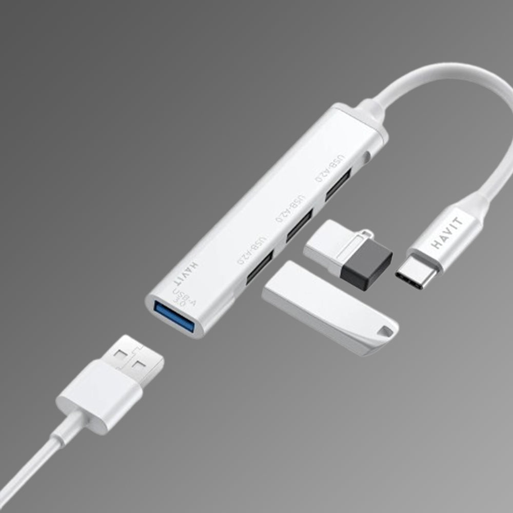 Hub USB-C HAVIT HB41, 4u1, Srebrni