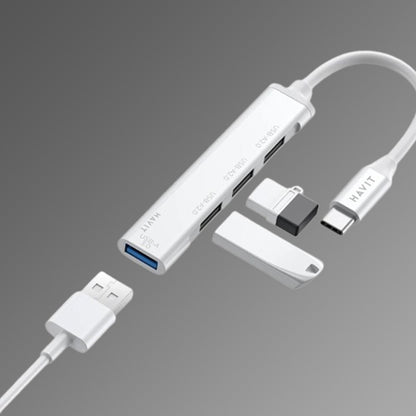 Hub USB-C HAVIT HB41, 4u1, Srebrni