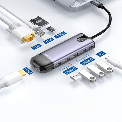 Hub USB-C McDodo HU-7420, 10u1, Sivi