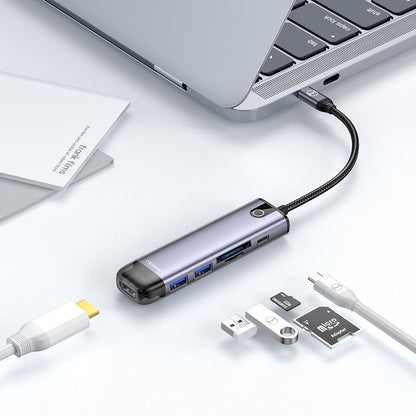 Hub USB-C McDodo HU-7740, 6u1, Sivi