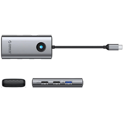 Hub USB-C Orico PW11-5P, 1 x USB-A 3.0 - 2 x USB-A - 1 x USB-C - 1 x HDMI, Siva
