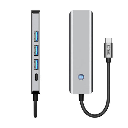 Hub USB-C Tech-Protect HB01, 1 x USB-A 3.0 - 2 x USB-A - 1 x USB-C - 1 x HDMI, Sivi