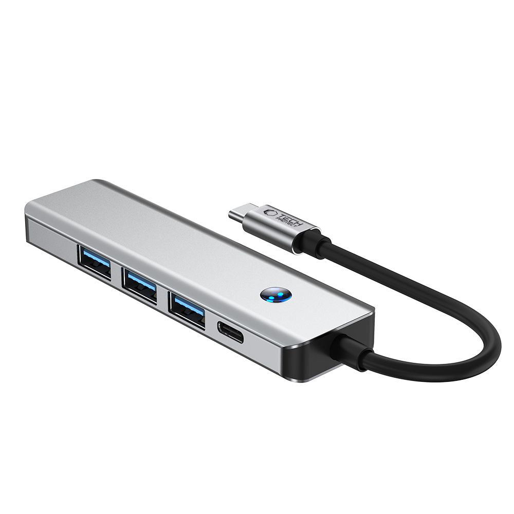 Hub USB-C Tech-Protect HB01, 1 x USB-A 3.0 - 2 x USB-A - 1 x USB-C - 1 x HDMI, Sivi