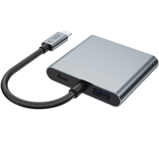 Hub USB-C Tech-Protect HB08, 1 x USB-A - 1 x USB-C - 2 x HDMI, Sivi