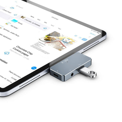 USB-C Hub Tech-Protect V6, 1 x USB-A - 1 x USB-C - 1 x HDMI - 1 x Jack 3.5mm, Sivi