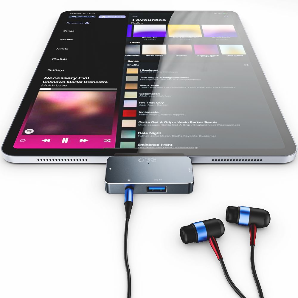 USB-C Hub Tech-Protect V6, 1 x USB-A - 1 x USB-C - 1 x HDMI - 1 x Jack 3.5mm, Sivi