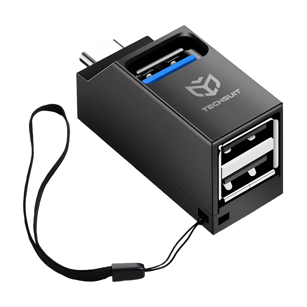 Hub USB-C Techsuit H10 EchoLink, 3u1, Crni