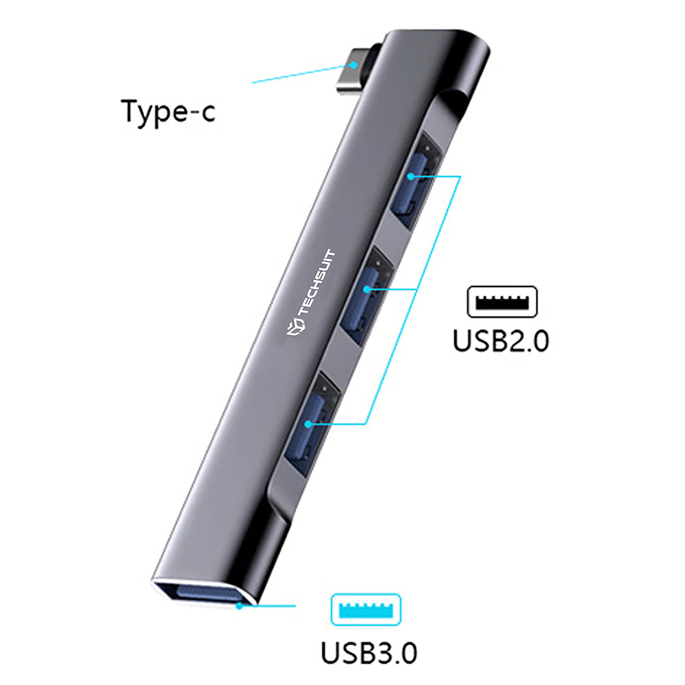 Hub USB-C Techsuit H13 ZenithDock, 4u1, Sivi