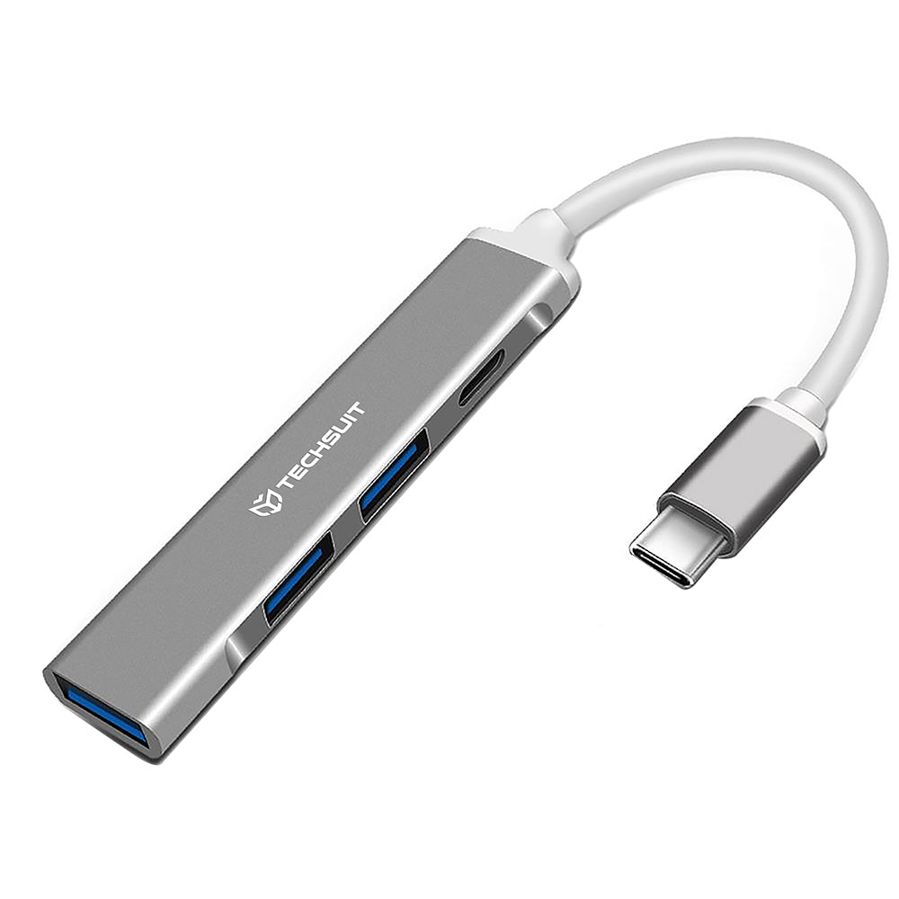 Hub USB-C Techsuit H18 PolarisBridge, 4u1, Sivo Bijeli