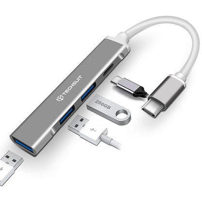 Hub USB-C Techsuit H18 PolarisBridge, 4u1, Sivo Bijeli