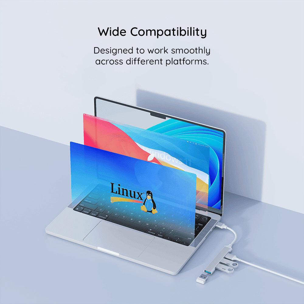 Hub USB-C Techsuit H18 PolarisBridge, 4u1, Sivo Bijeli