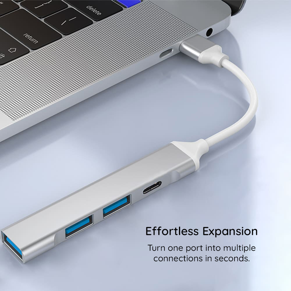 Hub USB-C Techsuit H18 PolarisBridge, 4u1, Sivo Bijeli