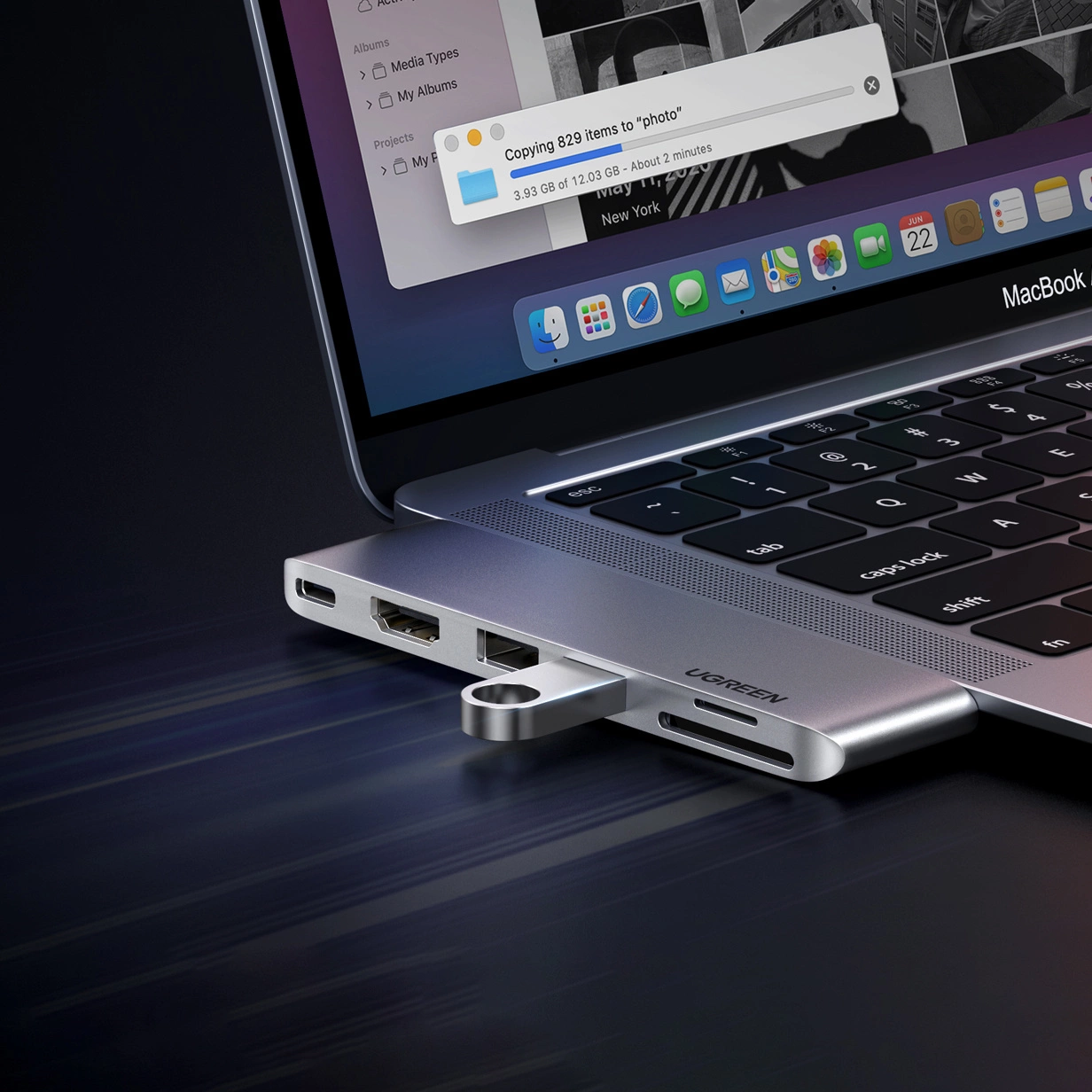 USB-C Hub UGREEN CM380 (80856) za Apple MacBook Pro / Air Series, 2 x USB-A 3.0 - 1 x USB-C - 1 x HDMI - 1 x SD - 1 x microSD