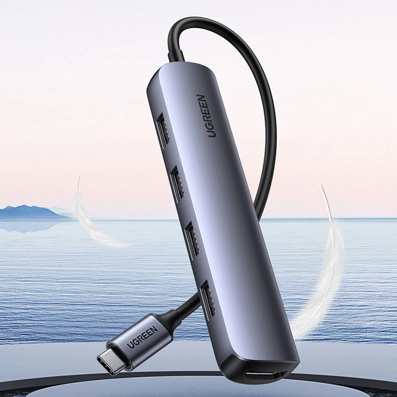 Hub USB-C UGREEN CM417, 4 x USB-A 3.2 - 1 x HDMI, Sivi