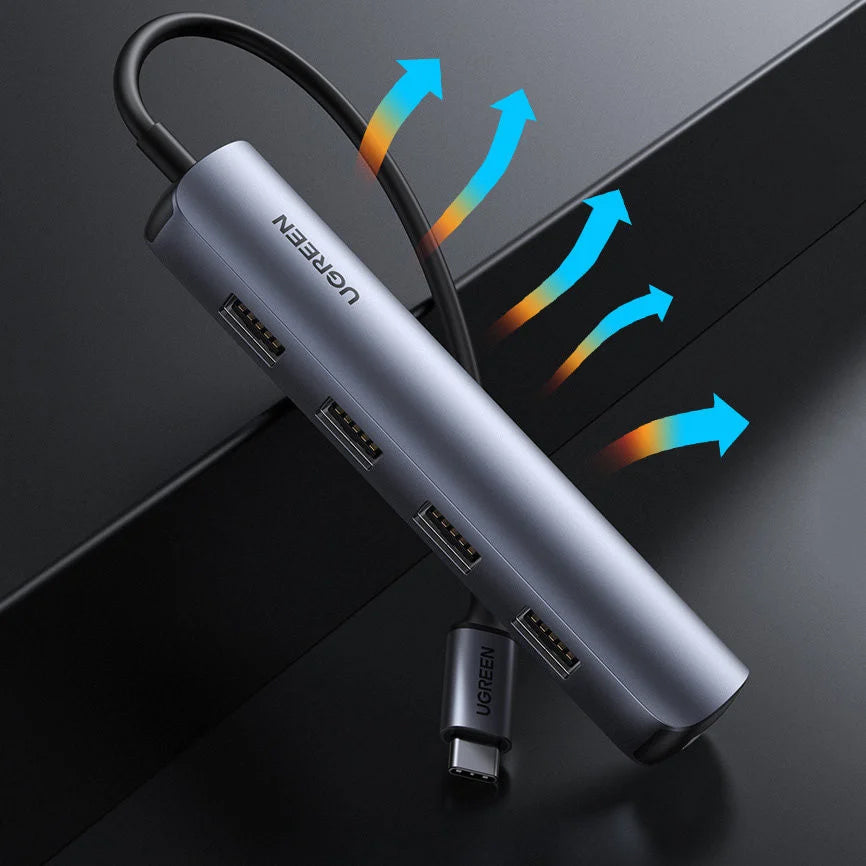 Hub USB-C UGREEN CM417, 4 x USB-A 3.2 - 1 x HDMI, Sivi