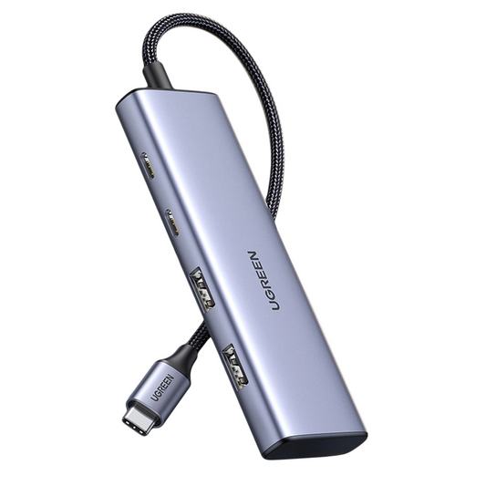 Hub USB-C UGREEN CM473, 2 x USB-A 3.0 - 2 x USB-C, 0,20 cm, Siva